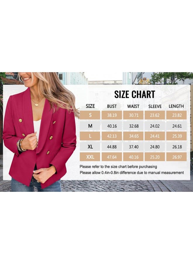 CRAZY GRID Women Business Casual Blazer with Lined Double Breasted Suit Jacket with Pockets, Green, M - Image 5