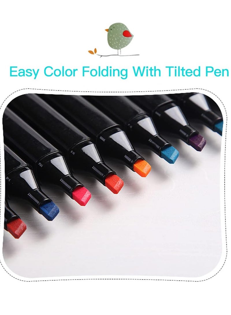 160 Colors Art Marker Pen Set, Dual Tip Marker Pen with Carrying Bag, Art Supplies for Students, Adults, Artists Drawing, Coloring, Sketching Design