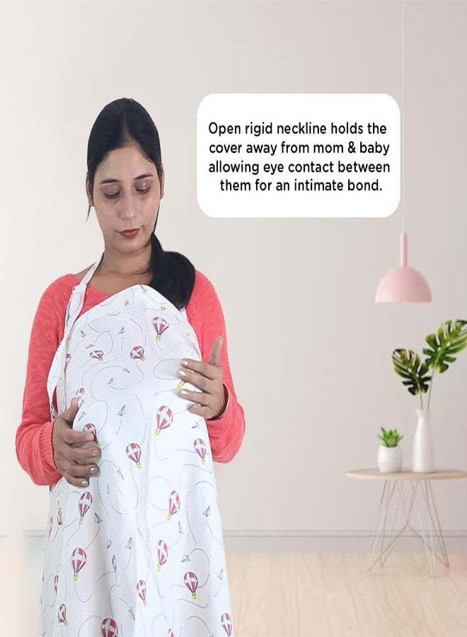 Motherly Nursing Cover for Breastfeeding - Soft, Breathable Feeding Apron for Mom, Multi-Use Feeding Cover & Scarf- (Parachute Aeroplane Print) - Image 3