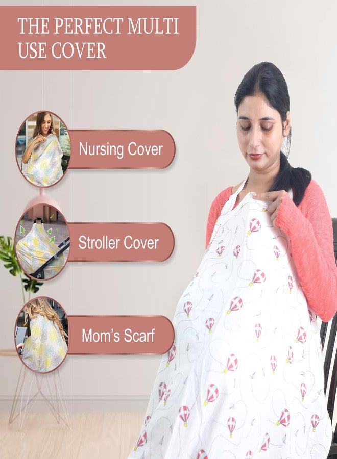 Motherly Nursing Cover for Breastfeeding - Soft, Breathable Feeding Apron for Mom, Multi-Use Feeding Cover & Scarf- (Parachute Aeroplane Print) - Image 5