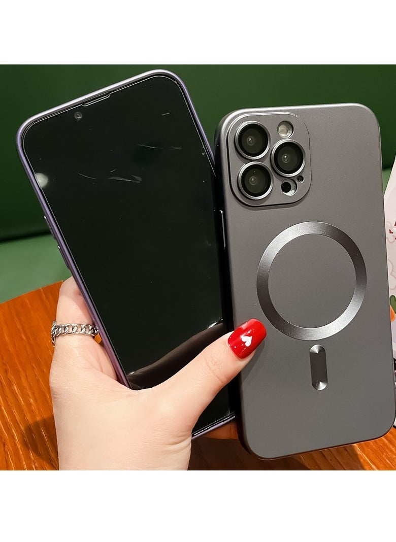 Angmei - 2pcs iPhone 15ProMax case ,Magnetic shock-proof protective case, scratch-proof frosted Classic Hybrid Drop proof case Magnetic phone case for phone case, matte luxury soft metallic luster design with camera lens protective film, compatible with iPhone - Image 1
