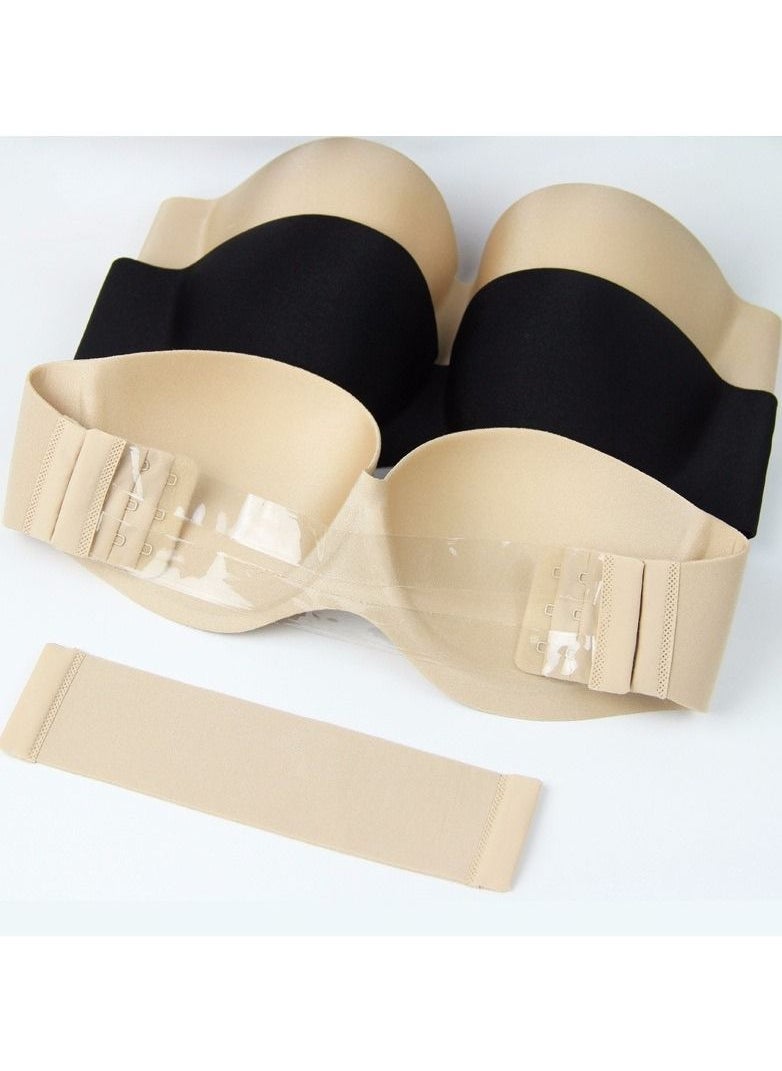 DubaiGallery Seamless Padded Push Up Underwire 1/2 Cup Strapless Bra Beige  - Image 5