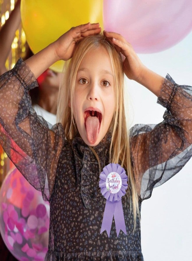 SUPERLUBY Mermaid Birthday Girl Tinplate Badge Pin, Happy Birthday Button Pin for Girl, Purple Rosette Big Sister Award Ribbon, Under The Sea Themed Baby Shower Party Decoration - Image 4