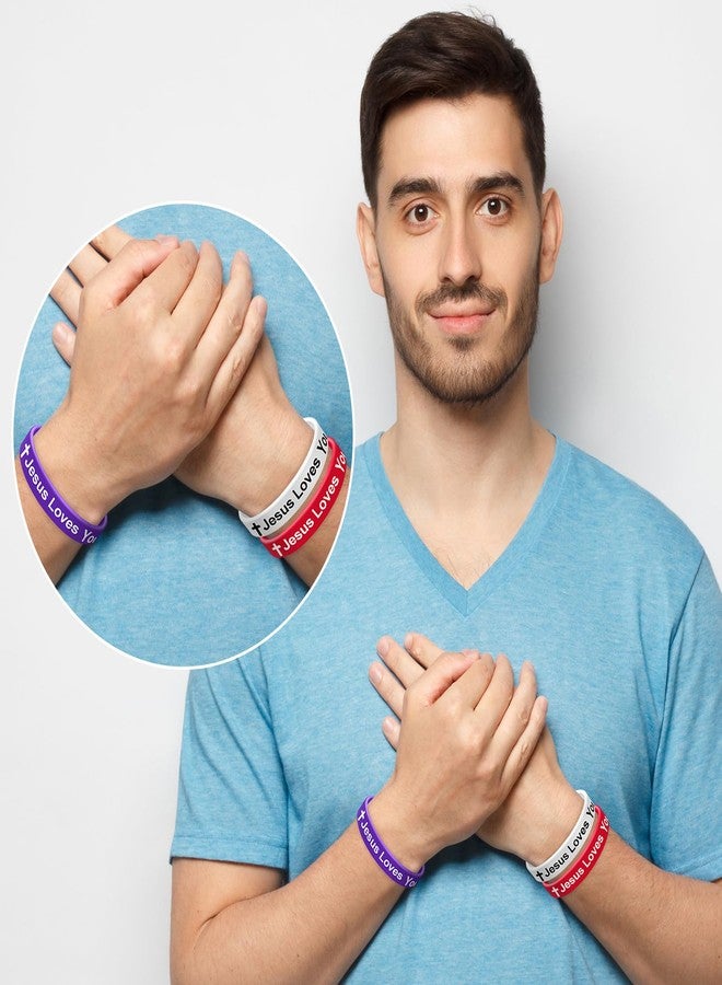 CYCLUSIVE 100 Pieces Jesus Loves You Silicone Wristbands Colorful Rubber Christian Bracelets for Men Women Party Favors - Image 5