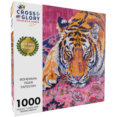 Cross & Glory Cross Glory Bohemian Tiger Tapestry 1000 Piece Jigsaw Puzzle for Adults Intricate Moroccan Rug Design SatinFinish Artistic Wall Decor - Image 5