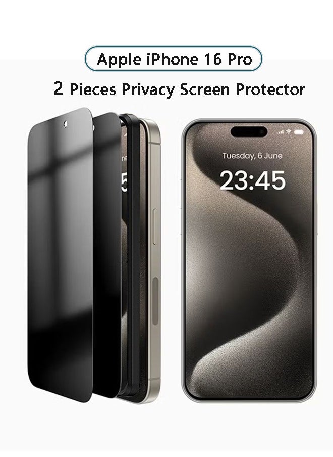 X-level 2 Pcs iPhone 16 Pro Privacy Screen Protector, Easy Installation with Alignment Frame, Anti-Drop and Anti-scratch, Case Friendly Anti-Spy Anti-Fingerprint  - Image 1