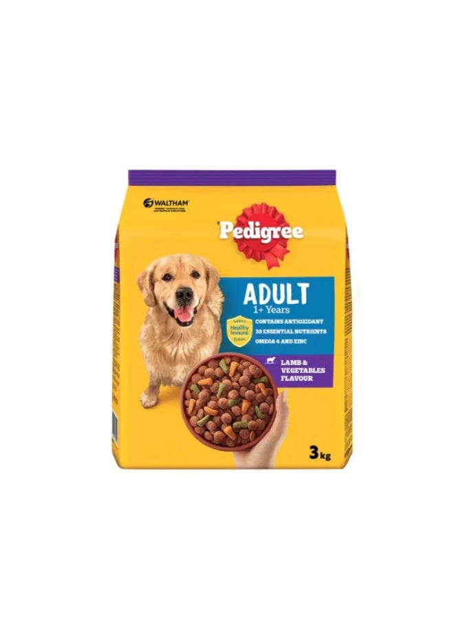 Pedigree Lamb & Vegetables Adult Dry Dog Food - 3KG