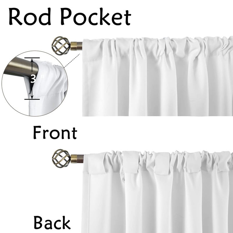 BGment Pure White Room Darkening Curtains 63 Inch - Rod Pocket and Back Tab Thermal Curtains for Bedroom Home Decor Curtains for Living Room  2 Window Curtain Panels  42 x 63 Inch - Image 3