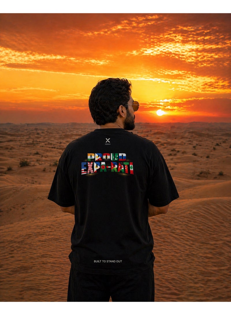 NOMAiX Proud Expa-Rati T-Shirt │ World Flags Graphic Tee │ Expat Identity Streetwear │ Oversized │ Made in UAE - Image 4