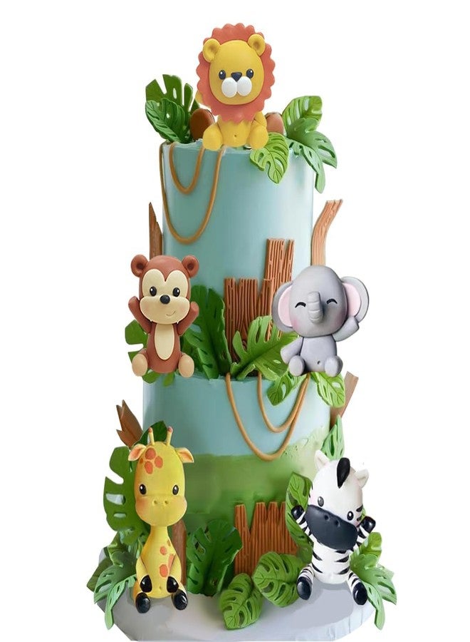 GmakCeder Jungle Animal Cake Topper Safari Animal Set Lion Giraffe Elephant Monkey Zebra for Wild Animals Birthday Baby Shower Party Favors Decorations Supplies - Image 5