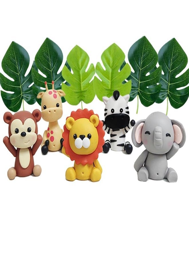 GmakCeder Jungle Animal Cake Topper Safari Animal Set Lion Giraffe Elephant Monkey Zebra for Wild Animals Birthday Baby Shower Party Favors Decorations Supplies - Image 3