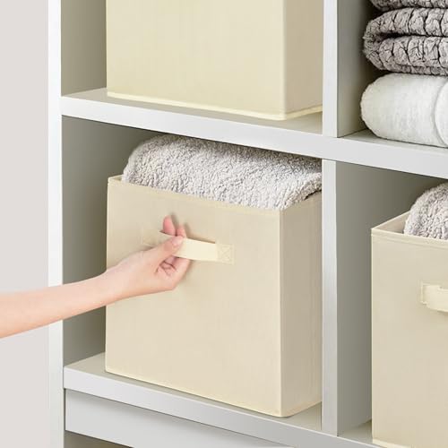 STORAGEIDEAS Easi Storage Cubes, 11 Inch Storage Bins, Set of 9, Foldable Fabric Cube Storage Organizer With Handles, Closet Cube Storage Bins, Collapsible Cubby Storage Organizer for Shelves,Offices, Beige - Image 3
