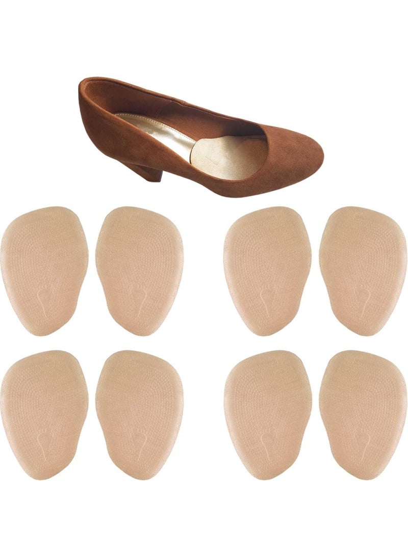 High Heel Pads Cushions Inserts (4 Pairs) Ball of Foot Metatarsal Forefoot Pain Relief Anti-Slip Shoe Insoles for Women (Beige, Normal Thickness) - Image 1
