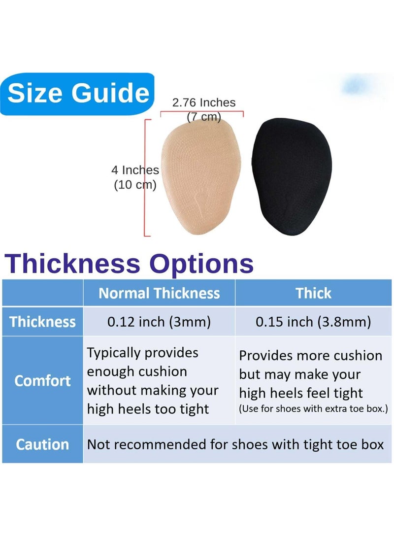 High Heel Pads Cushions Inserts (4 Pairs) Ball of Foot Metatarsal Forefoot Pain Relief Anti-Slip Shoe Insoles for Women (Beige, Normal Thickness) - Image 2