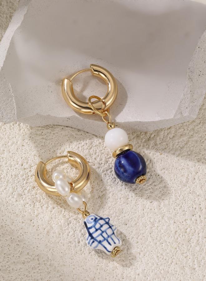 Take Two Drop Detail Hoop Earrings - Image 1