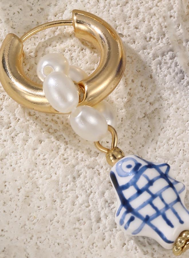 Take Two Drop Detail Hoop Earrings - Image 4