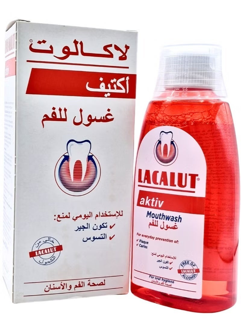 Lacalut Aktiv Mouthwash 300ml | Gum Protection Mouthwash | Anti-Bleeding, Antibacterial Oral Care for Healthy Gums - Image 1