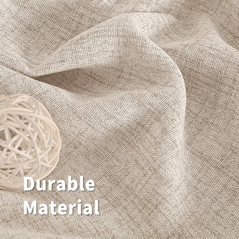 BGment Flax Linen Curtains 63 Inch Length for Living Room, Beige Light Filtering Burlap Drapes for Bedroom Semi Sheer with Back Tab Rod Pocket Farmhouse, 2 Panels, 52 X 63 Inch - Image 3