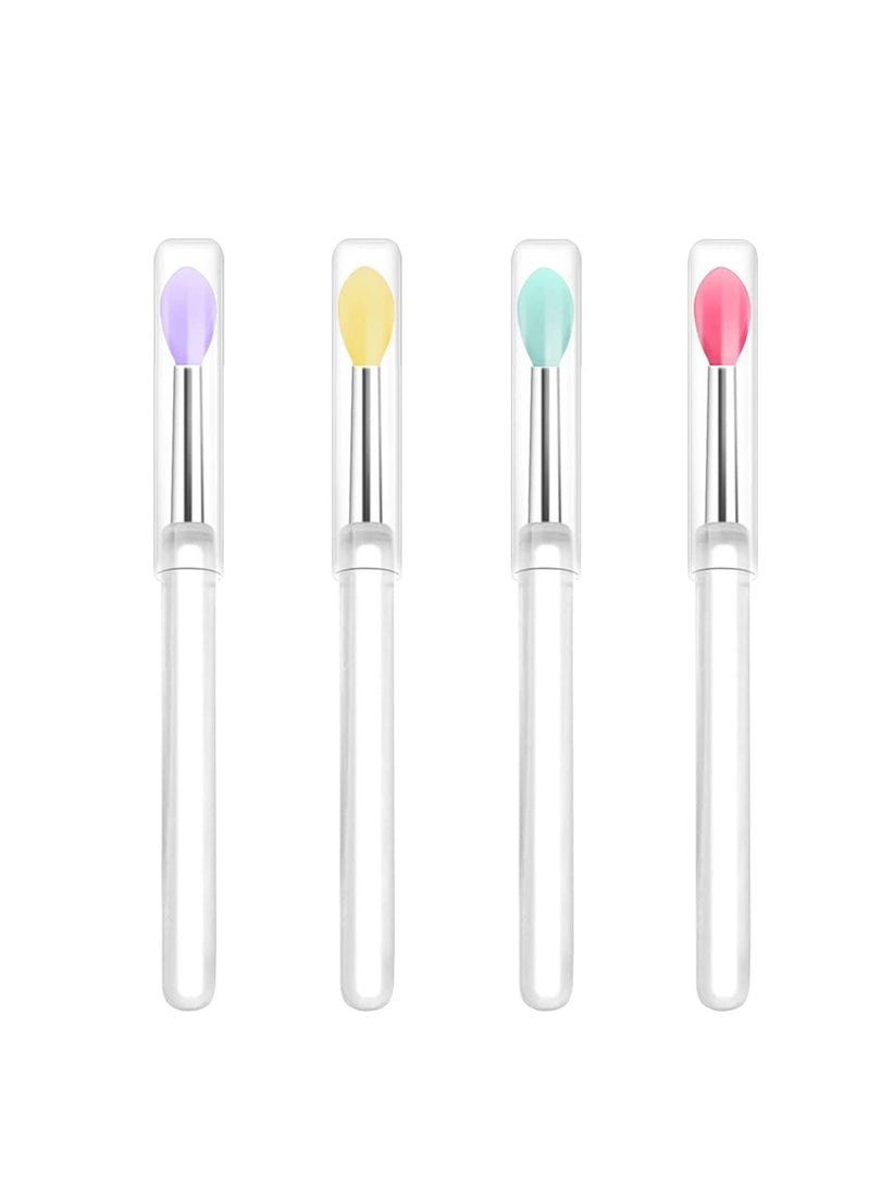 LORMAY Silicone Lip Brushes with Transparent Handles and Caps. Perfect Applicators for Cream Lip Mask, Eyeshadow, and Lipstick (4pcs, Multicolor) - Image 1