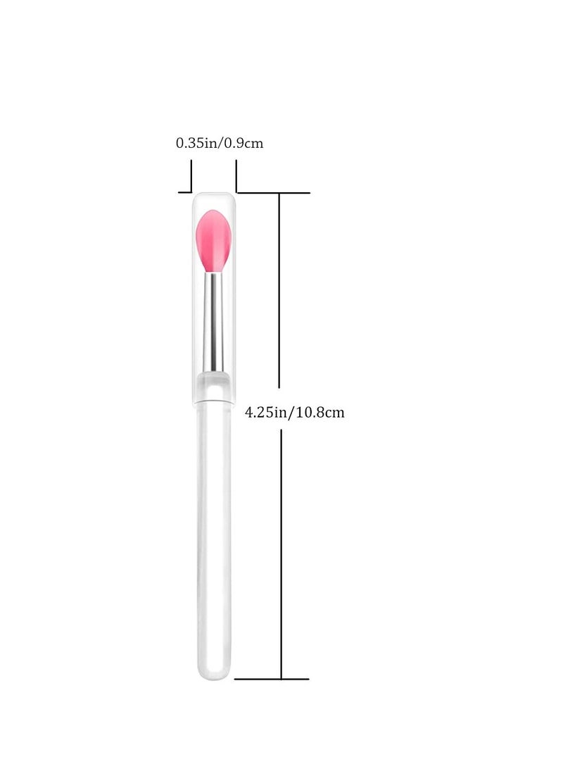 LORMAY Silicone Lip Brushes with Transparent Handles and Caps. Perfect Applicators for Cream Lip Mask, Eyeshadow, and Lipstick (4pcs, Multicolor) - Image 2