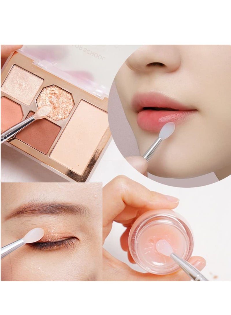 LORMAY Silicone Lip Brushes with Transparent Handles and Caps. Perfect Applicators for Cream Lip Mask, Eyeshadow, and Lipstick (4pcs, Multicolor) - Image 3