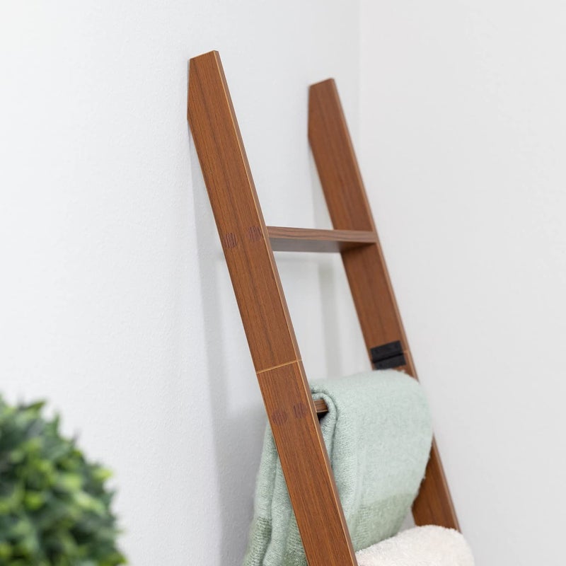 RELODECOR Blanket Ladder for Living Room and Bedroom, 5ft 8 inch, 6-Tier Wall Leaning Laminate No-Snag Construction (Brown) Rustic Decorative Farmhouse Blanket Storage, Quilt Rack, Ladder Shelf, Easy Assembly - Image 4