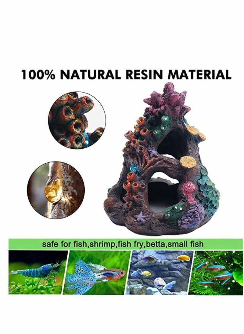 Y&D Coral Aquarium Reef Decoration, Resin Fish Tank Mountain Cave Ornaments, Ornaments Landscaping Environments House for Sleep Rest Hide Play, 1 Pcs  - Image 2