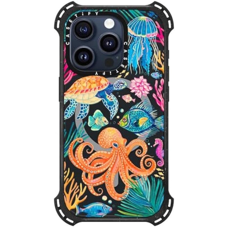 Casetify Bounce iPhone 15 Pro Case 【6X Military Grade Drop Tested / 21.3ft Drop Protection/Compatible with Magsafe】 - Under The Sea 2 - Triple Black - Image 2