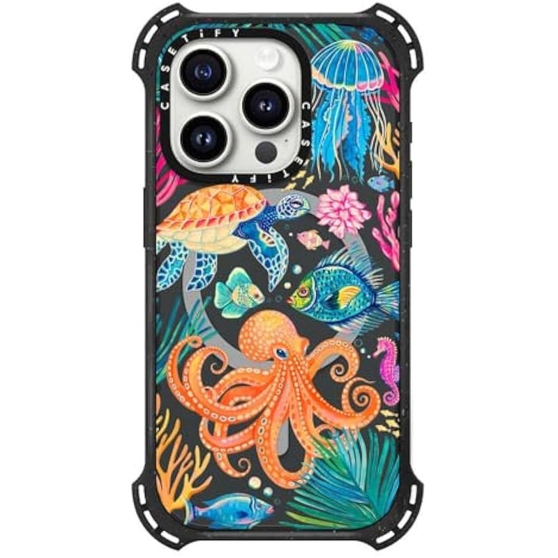 Casetify Bounce iPhone 15 Pro Case 【6X Military Grade Drop Tested / 21.3ft Drop Protection/Compatible with Magsafe】 - Under The Sea 2 - Triple Black - Image 3