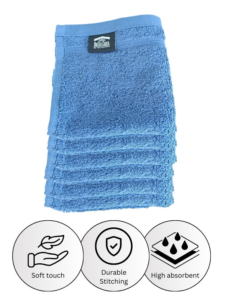 Pearl Coast International 6 Pieces Luxury Face Towel Set 30x30cm 630 GSM Premium Cotton Ultra Soft and Highly Absorbent Expertly Woven for Durability Hotel And Spa Quality Towels Blue  - Image 3