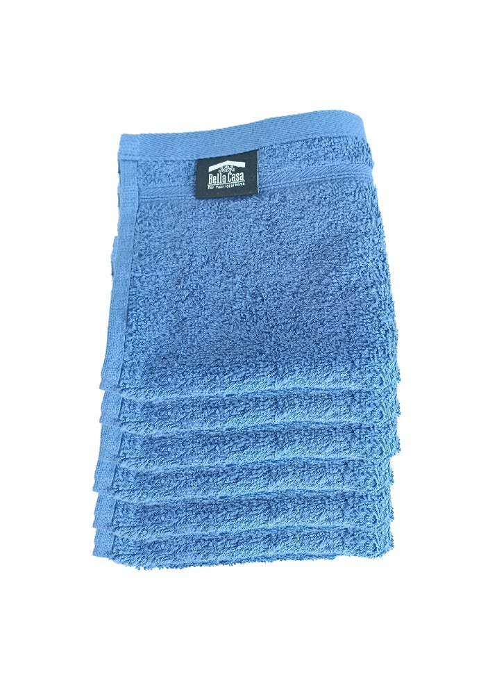 Pearl Coast International 6 Pieces Luxury Face Towel Set 30x30cm 630 GSM Premium Cotton Ultra Soft and Highly Absorbent Expertly Woven for Durability Hotel And Spa Quality Towels Blue  - Image 1