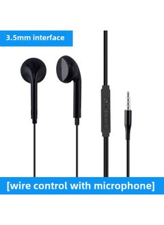 Earphone Wired In-Ear 3.5mm Round Hole Genuine Goods For Huawei Oppo Xiaomi Vivo Apple Type-c-Color:【3.5mm Black 1 Pack】 Wire Control With Microphone