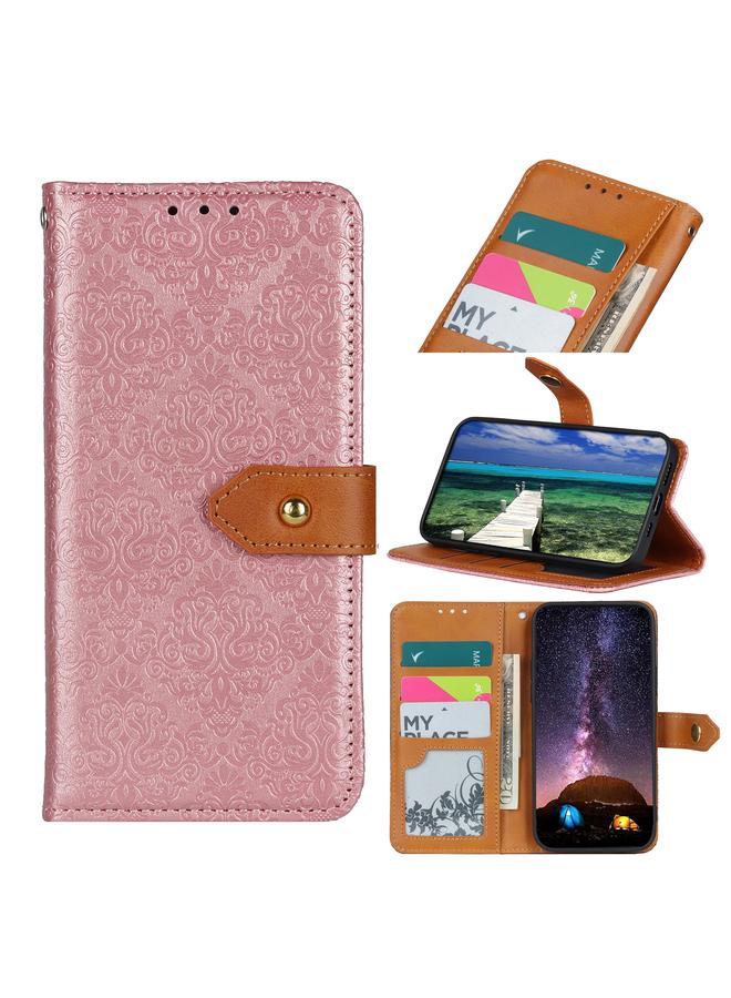 اس-توب جراب لهاتف Samsung Galaxy M13 4G، جراب جلدي منقوش بنقشة زهور أوروبية - Image 1