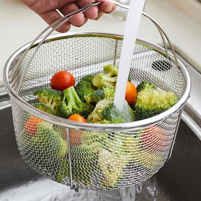 Kruvad All-In-One Pan Steamer Basket, Premium Stainless Steel Construction, Dishwasher Safe, Perfect for Copper Steaming Vegetables, Full Handle Easy Use Cooking to Fits Various Size Pot - Image 5