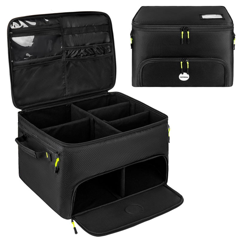 Jaffzora Golf Trunk Organizer 2 Layers Golf Accessories Bag for Men Waterproof Car Golf Storage Organizer with Compartment for 2 Pairs of Shoes Golf Gifts for Men Women Black - Image 2