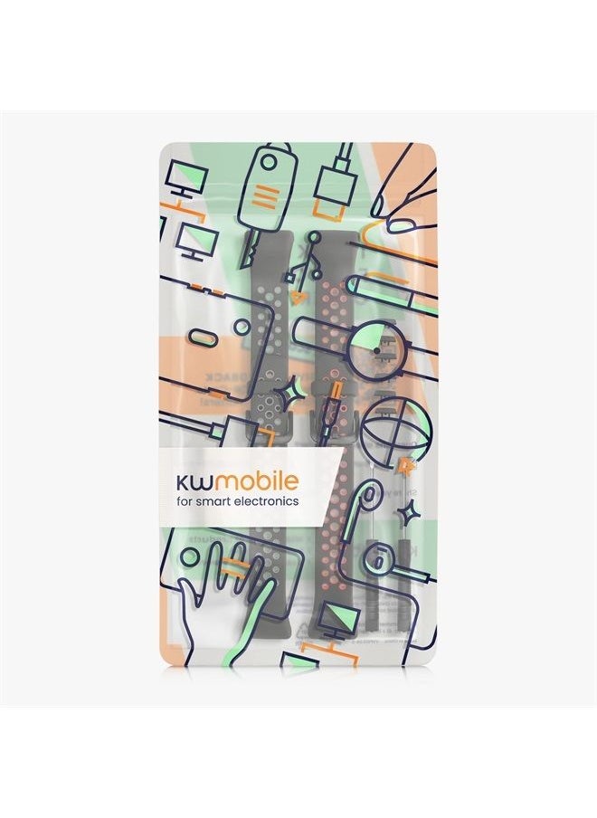kwmobile - Straps Compatible with Huawei Band 6 Straps - 2x Replacement Silicone Watch Bands - Black/Red/Black/Grey - Image 1