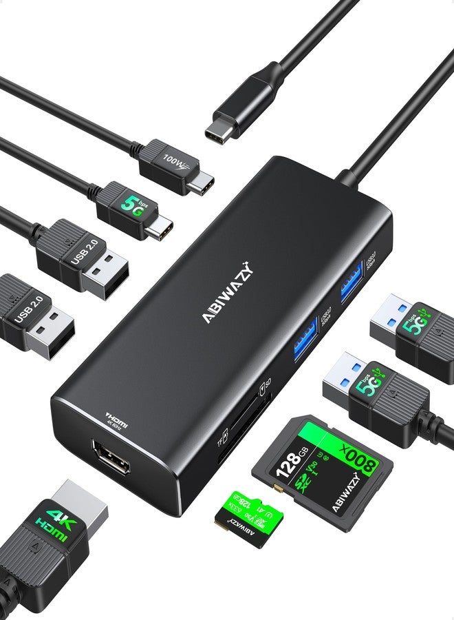 محول متعدد المنافذ لأجهزة MacBook Pro/Air، 9 في 1، ملحقات ماك، محول دونجل USB-C مع منفذ HDMI، قارئ بطاقات SD/TF، منفذ USB-C، منفذ PD، و4 منافذ USB لأجهزة MacBook Pro/Air، Dell XPS، Lenovo HP المحمولة - Image 1