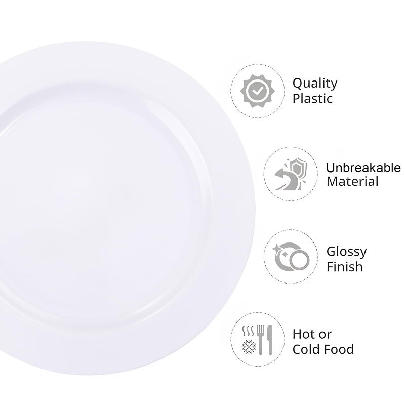I00000 50 Pcs White Plastic Dessert Plates  7.5 inch Disposable Salad Plates  Premium Appetizer Plates for Party  White Plastic Plates for Wedding - Image 2