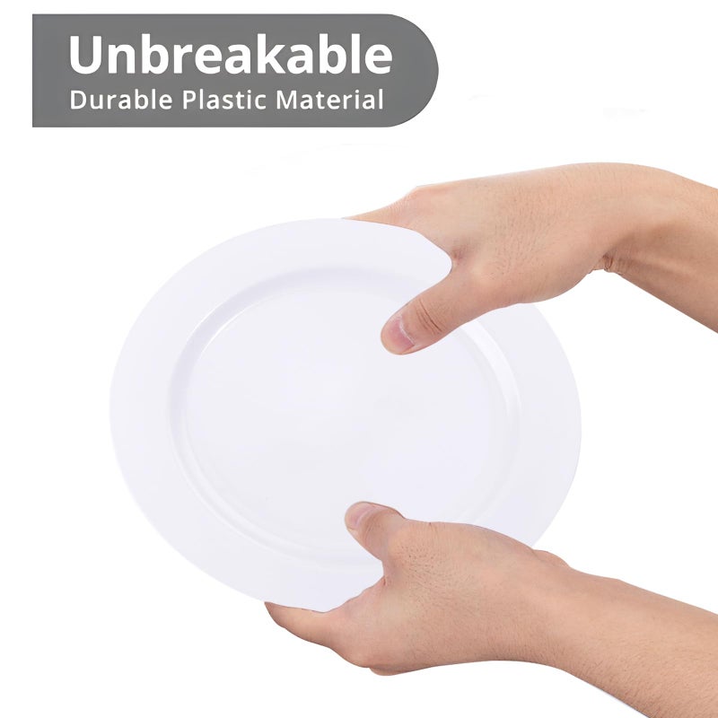 I00000 50 Pcs White Plastic Dessert Plates  7.5 inch Disposable Salad Plates  Premium Appetizer Plates for Party  White Plastic Plates for Wedding - Image 3