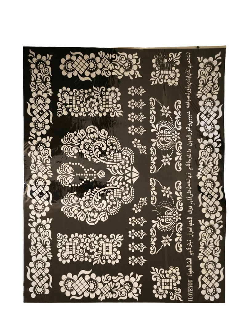 Generic 4 Pieces of Henna Designs Large Size Mould Stickers with Necklace Design and for Handss or Feet - Image 3