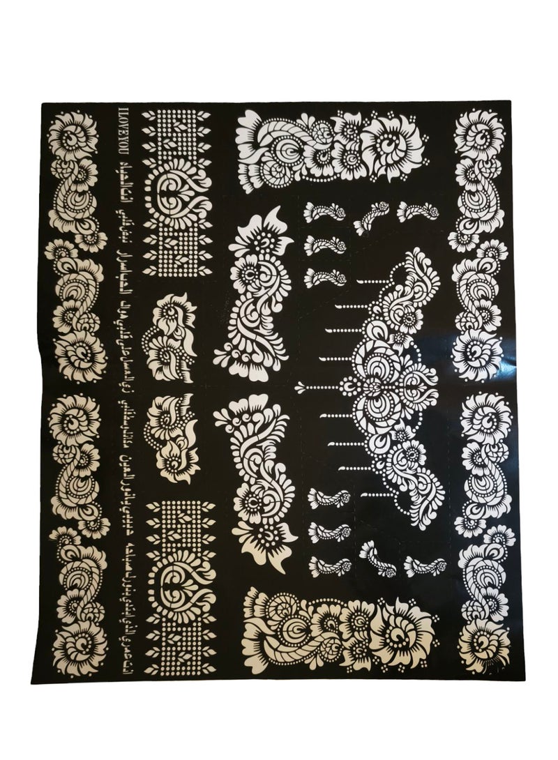 Generic 4 Pieces of Henna Designs Large Size Mould Stickers with Necklace Design and for Handss or Feet - Image 4
