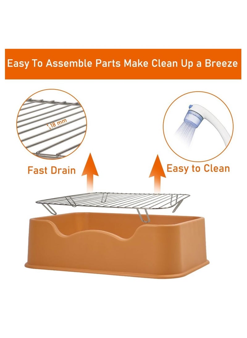 أن ان سي بيتس مرحاض للكلاب مع شبكة من الفولاذ المقاوم للصدأ، ومغرفة قمامة وقاعدة غير قابلة للانزلاق، وصينية قعادة للكلاب بطول 52 سم للكلاب الصغيرة والمتوسطة، ووسادة تدريب للحيوانات الأليفة للاستخدام الداخلي/الخارجي (برتقالي) - Image 3