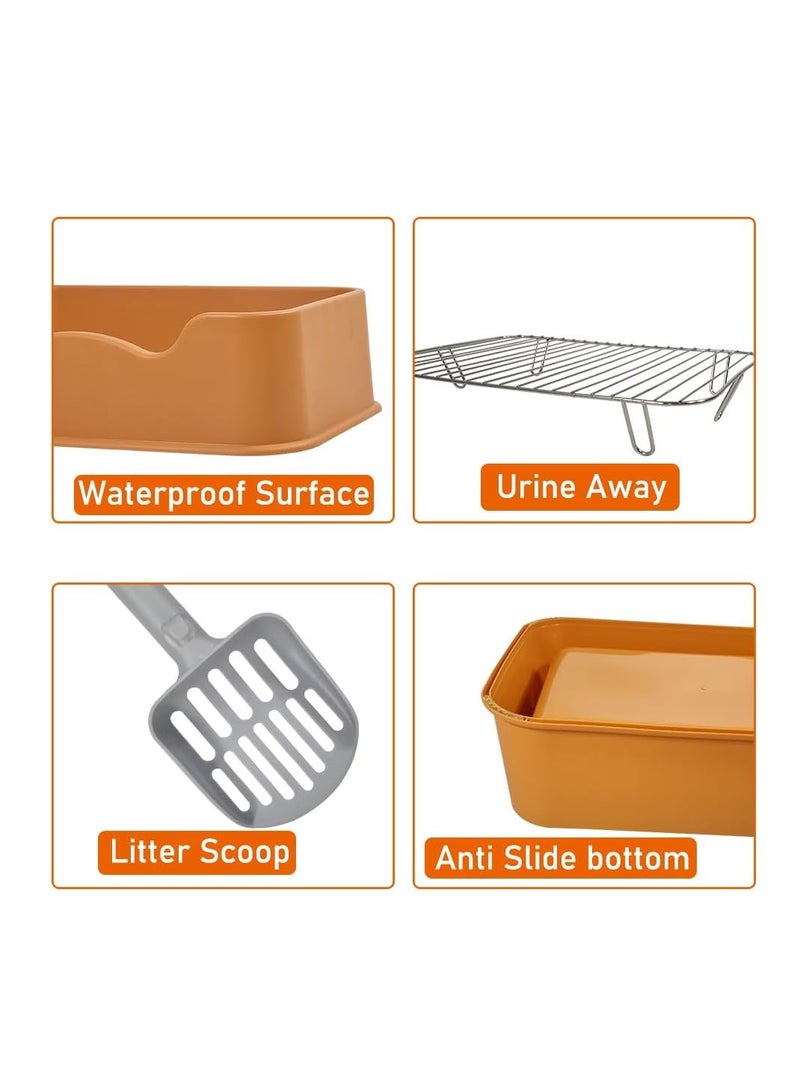 أن ان سي بيتس مرحاض للكلاب مع شبكة من الفولاذ المقاوم للصدأ، ومغرفة قمامة وقاعدة غير قابلة للانزلاق، وصينية قعادة للكلاب بطول 52 سم للكلاب الصغيرة والمتوسطة، ووسادة تدريب للحيوانات الأليفة للاستخدام الداخلي/الخارجي (برتقالي) - Image 4