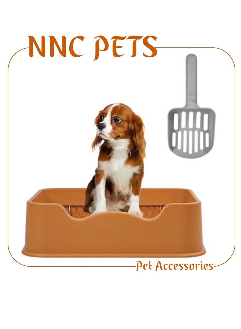 NNC PETS Dog toilet with Stainless steel mesh, Litter scoop and Non-slip base, 52 cm Dog potty tray for small to medium dogs, and Pet Training pad for Indoor/Outdoor use (Orange) - Image 1