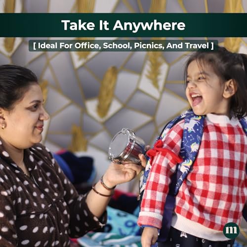 MARU Steel Tiffin Box for School/Office 900ml, Airtight Lunch Containers with Compartments & Small Partiton Plate, Easy to Carry & Clean, Perfect for Men, Women & Kids for Daily Use & Multipurpose - Image 4