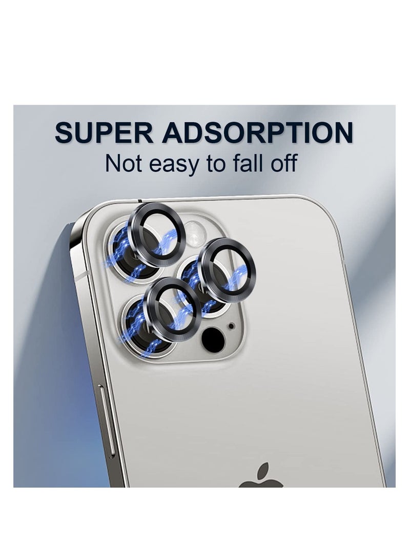 ELTRAZONE حماية عدسة الكاميرا لجهاز iPhone 13 Pro 6.1" و iPhone 13 Pro Max 6.7"، واقي عدسة كاميرا زجاجي مقسى مع غلاف حلقة عدسة من سبائك الألمنيوم يناسب iPhone 13 Pro/iPhone 13 Pro Max (أسود) - Image 4