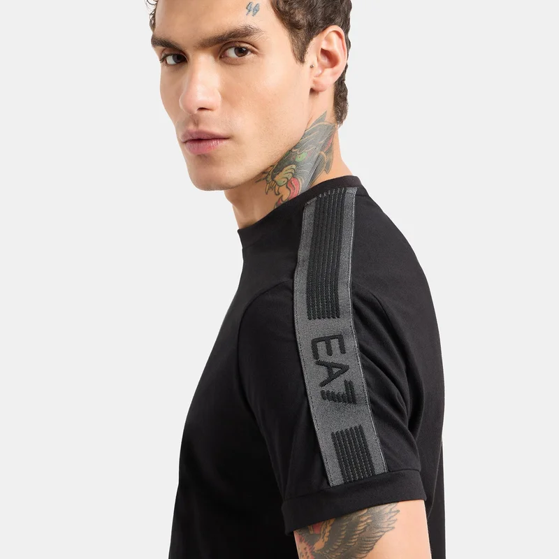EA7 Emporio Armani Black Men's Logo Series Tape T-Shirt for Men | Best Price UAE