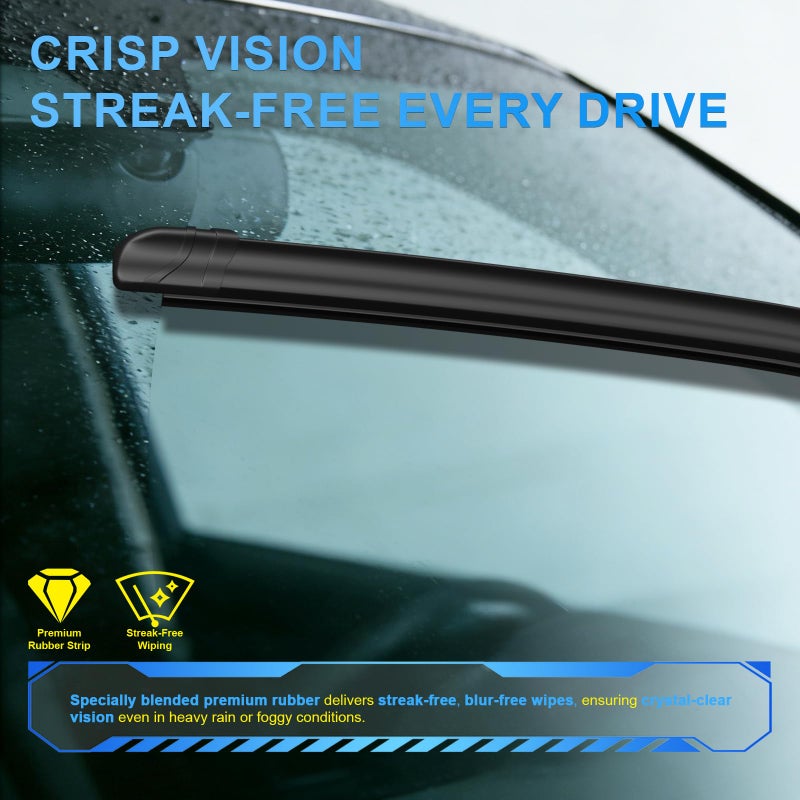 CJPPPZIWÂ® Windshield Wipers -24"+19" Replacement for 1990-2002 Honda Accord/2002-2006 Toyota Camry/2004-2008 Toyota Solara,OEM Quality Premium All-Season Wiper Blades (Set of 2) - Image 4