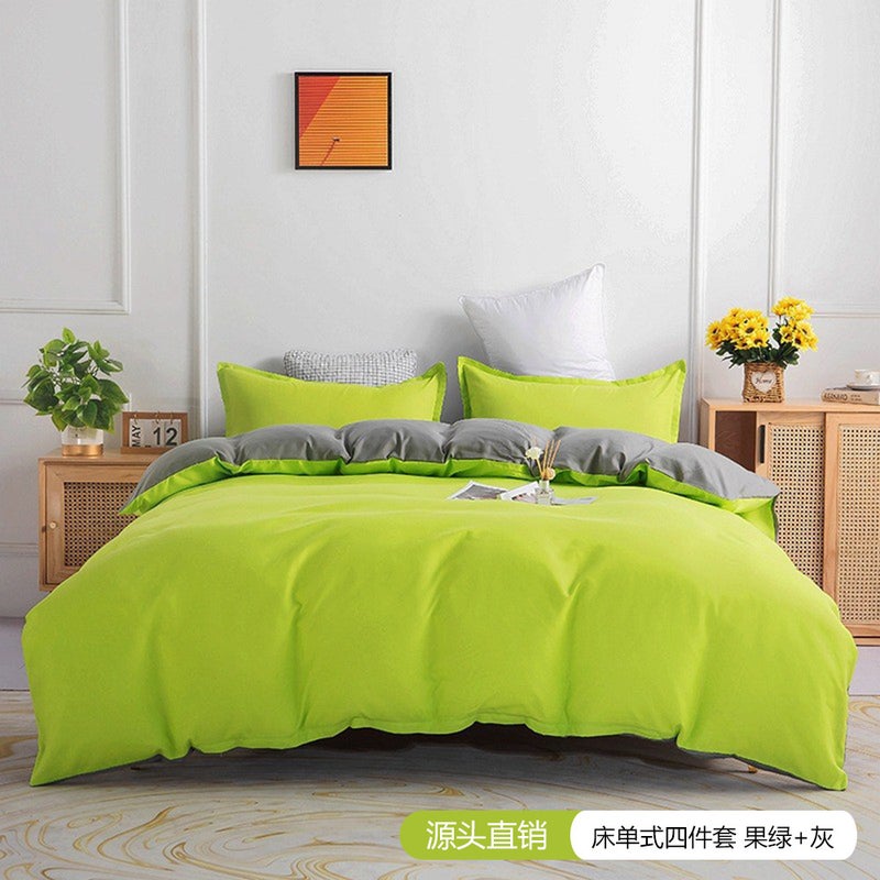 Solid Color Bed Sheet Four-Piece Set, Simple Brushed Duvet Cover Three-Piece Set Manufacturer, Bedding For Export - Image 1