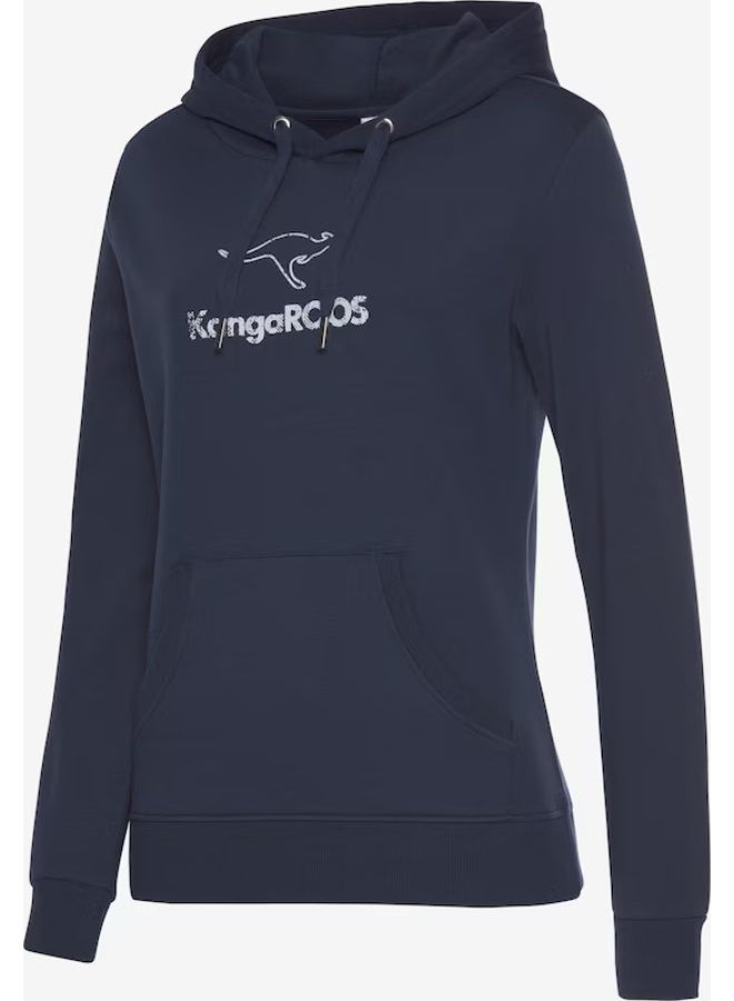 kangaROOS Women’s Navy Blue Hoodie – Regular Fit Casual Pullover with Kangaroo Pocket - Image 1